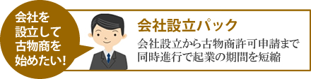 古物商許可と会社設立パック